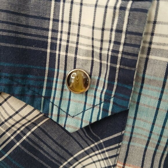 Vintage Western Levi's Double Pocket Plaid Marbled Snap Button Shirt Size XXL - Picture 5 of 9